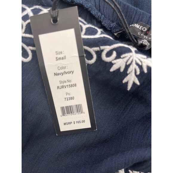 Romeo + Juliet Couture Navy Blue & White Mini Boho Dress Size S NWT - Picture 10 of 13